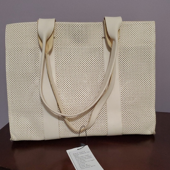 Clare V. Handbags - Clare V Perforated Cream Noemie Tote Bag
